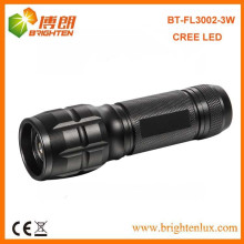 China Factory Supply CE Approuvé Focus réglable 3Watt en aluminium La meilleure lampe de poche LED CREE avec 3 * AAA Battery